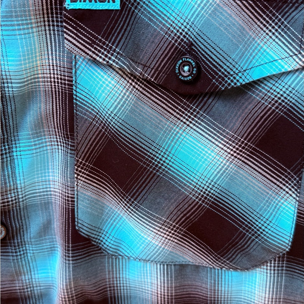 DIXXON Men’s Black & Blue Plaid Button-Down Shirt - Picture 2 of 5
